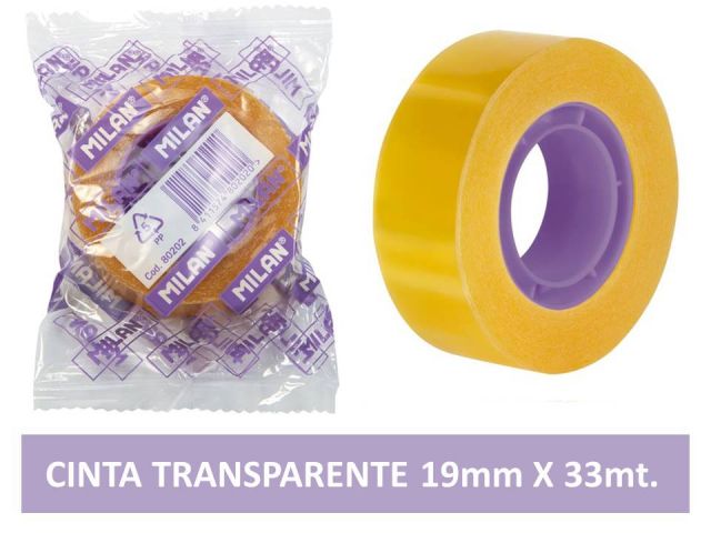 MILAN CINTA ADHESIVA TRANSPARENTE 19mmx33mt 80202