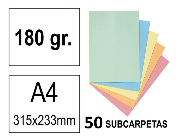 ART. P.50 SUBCARPETAS COLORES SURT PAST.A4 180GR