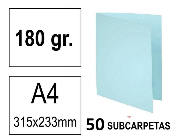 ART. P.50 SUBCARPETAS CARTUL.180GR. A4 AZUL