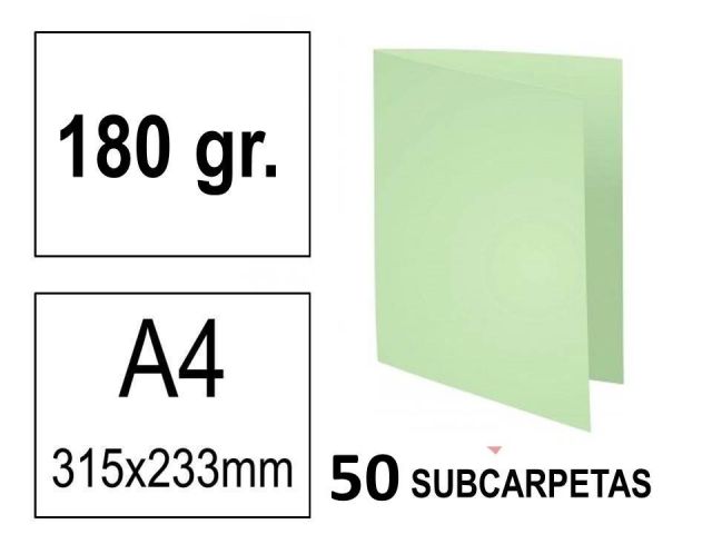 ART. P.50 SUBCARPETAS CARTUL.180GR. A4 VERDE