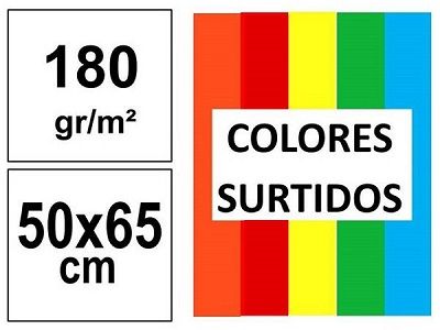 P.25 HOJAS CARTULINA 50X65 180g. 5 COLORES INTENS