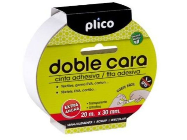 PLICO CINTA ADHESIVA DOBLE CARA 30mm x 20mt. 13320