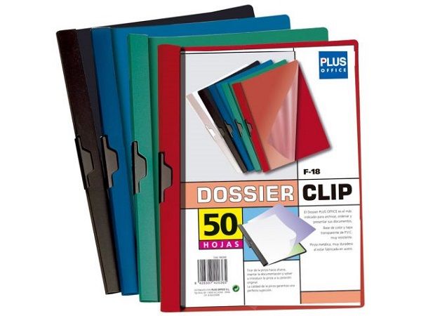 (PACK.12) DOSSIER CON CLIP METAL A4 50H. AZUL F18