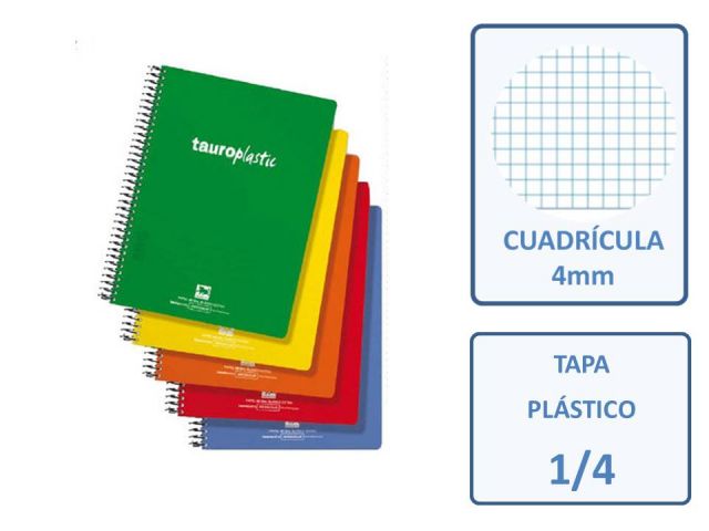 CUADERNO 1/4 80H.90gr.TAUROPLASTIC PP CUADRO 4X4