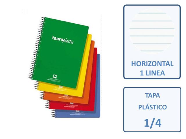 CUADERNO 1/4 80H.90gr.TAUROPLASTIC PP HORIZONTAL