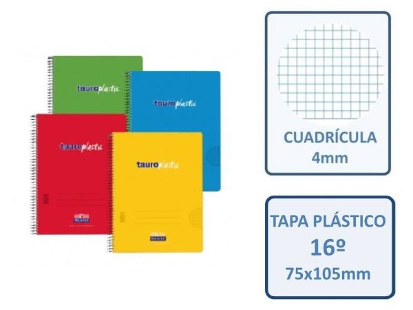 TAUROPLASTIC CUADERNO (75 x105 mm) 16º A7 CUADRO 4X4 80H