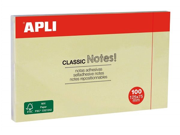 APLI BLOC 100 NOTAS REPOSICIONABLES 125x75 AMARILL