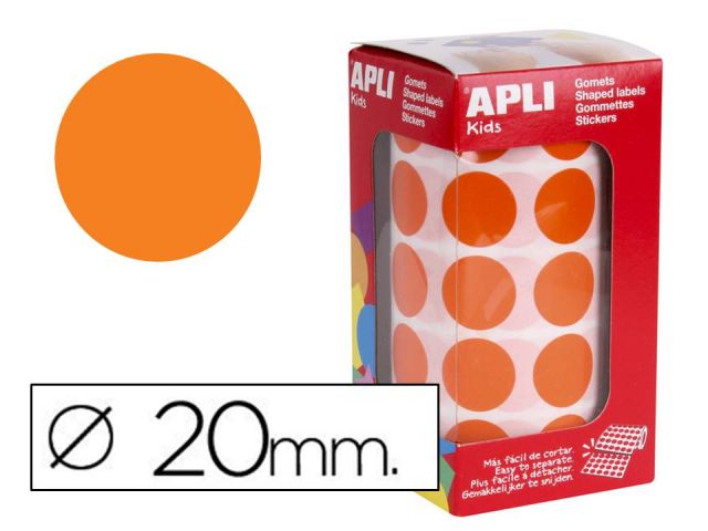 APLI ROLLO GOMETS REDONDO 20mm NARANJA 11488