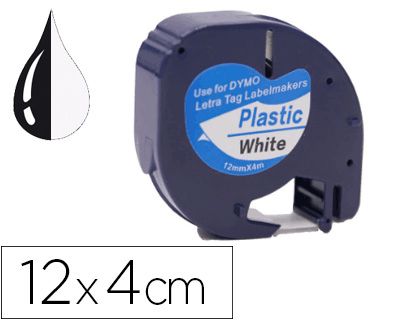 CINTA QC COMPATIBLE LETRATAG 12MM NEGRO/BLANCO