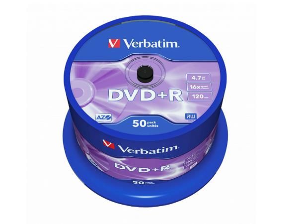 BOBINA 50 DVD+R 4,7GB 120M 16X VERBATIM 43550