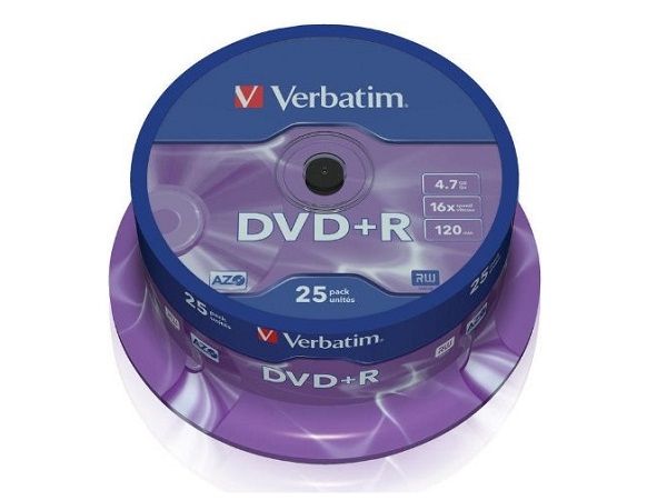 BOBINA 25 DVD+R 4,7GB 120M 16X VERBATIM 43500