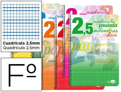 (PACK. 5) CUADERNO PAUTAGUÍA FOL 80 HOJAS 2,5mm