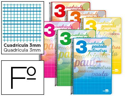 (PACK. 5) CUADERNO PAUTAGUÍA FOLIO 80 HOJAS 3mm