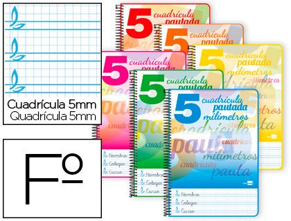 (PACK. 5) CUADERNO PAUTAGUÍA FOLIO 80 HOJAS 5mm