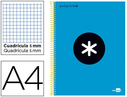 CUADERNO ANTARTIK A4 120H CUADRO 5X5 AZUL KD21.