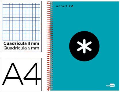 CUADERNO ANTARTIK A4 120H CUADRO 5X5 TURQUESA KD23