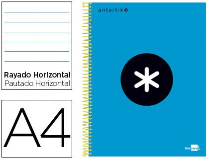 CUADERNO ANTARTIK A4 120H HORIZONTAL AZUL KD01