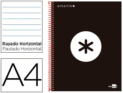 CUADERNO ANTARTIK A4 120H HORIZONTAL NEGRO KD10