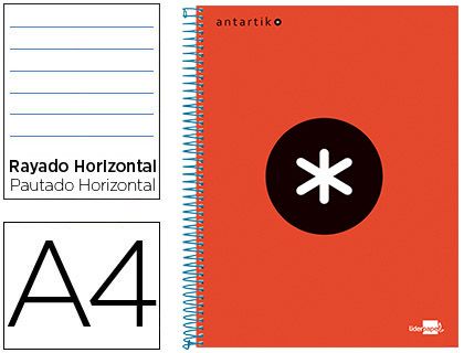 CUADERNO ANTARTIK A4 120H HORIZONTAL ROJO KD02