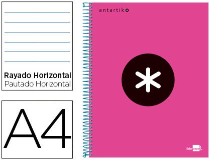 CUADERNO ANTARTIK A4 120H HORIZONTAL ROSA KD05