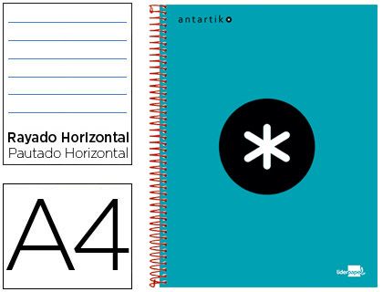 CUADERNO ANTARTIK A4 120H HORIZONTAL TURQUESA KD03