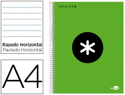 CUADERNO ANTARTIK A4 120H HORIZONTAL VERDE KD08