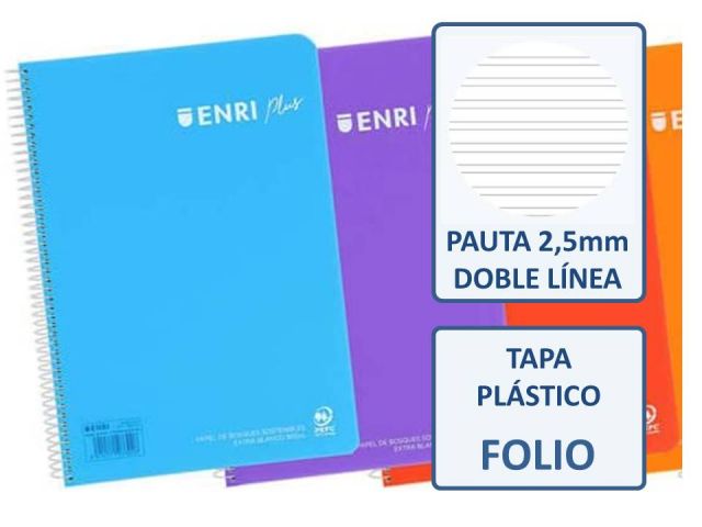 (PAQ,5) CUADERNO Fº 80H. 90GR PP PAUTA  ENRI PLUS