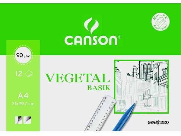 MINIPACK A4 12H LAMINAS PAPEL VEGETAL BASIK 90GR.