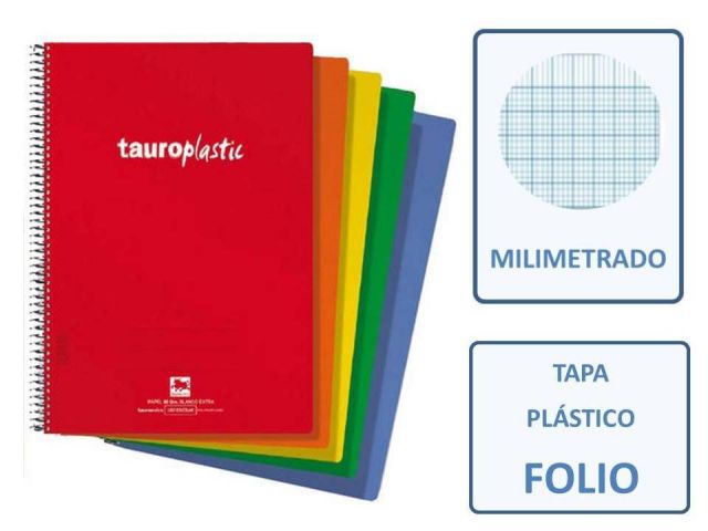 CUADERNO FOLIO  80H.TAPA PLASTIC. PP MILIMETRADO