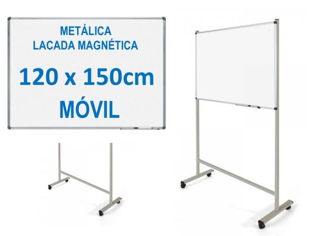 ROCADA PIZARRA BLANCA LACADA MAGNÉTCA 120X150 MÓVIL