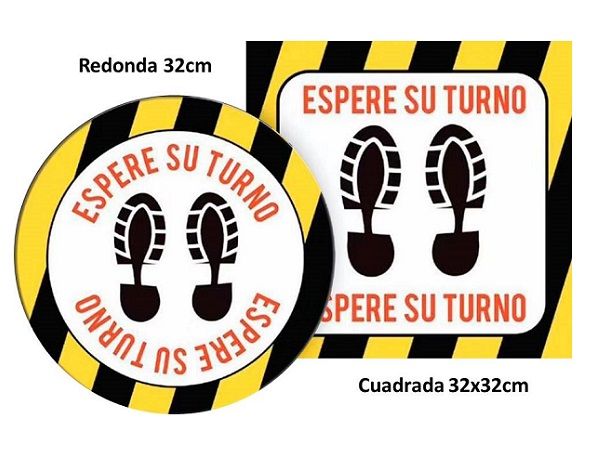 ETIQUETA VINILO. ESPERE SU TURNO REDONDA 32cm