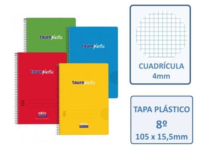TAUROPLASTIC CUADERNO (100 x150 mm)  8º A6 CUADRO 4X4 80H