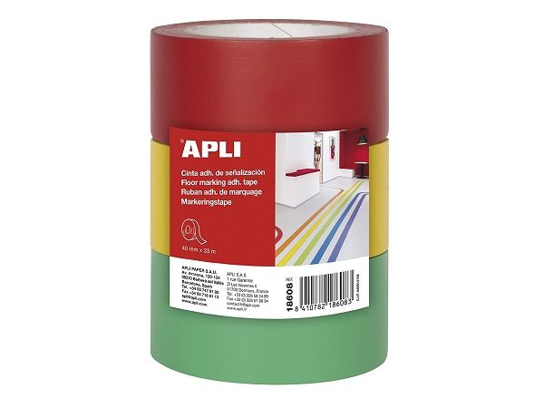 APLI 3 CINTAS PVC SEÑALIZACION ADHESIVA 40mmx33mt.