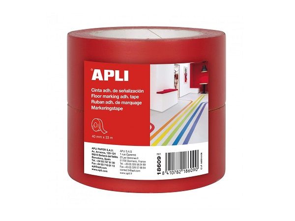APLI 2 CINTAS PVC SEÑALIZACION ADHESIVA 40mmx33mt.