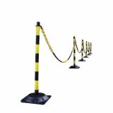 JUEGO 6 POSTES PVC BASE GOMA + CADENA 25mt. NG/AM