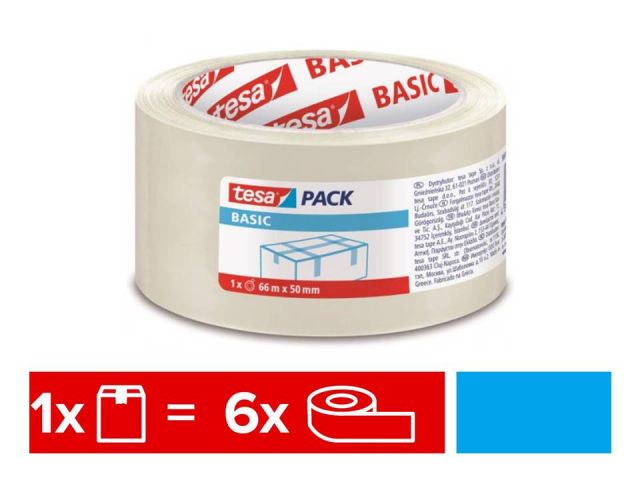 (PACK.6) CINTAS EMBALAJE TESA PP TRANSP. 50x66 BAS