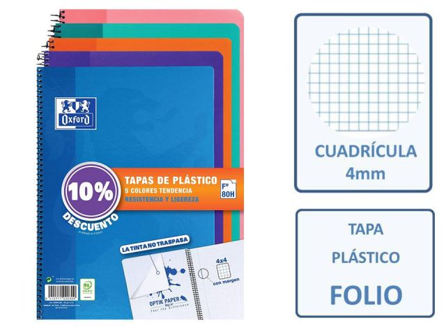 PACK 5 CUADERNOS FOLIO 4X4 OXFORD PP TENDENCIA