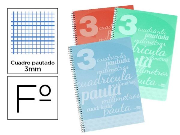 CUADERNO PAUTAGUÍA FOLIO PP 80 HOJAS PAUTA 3MM