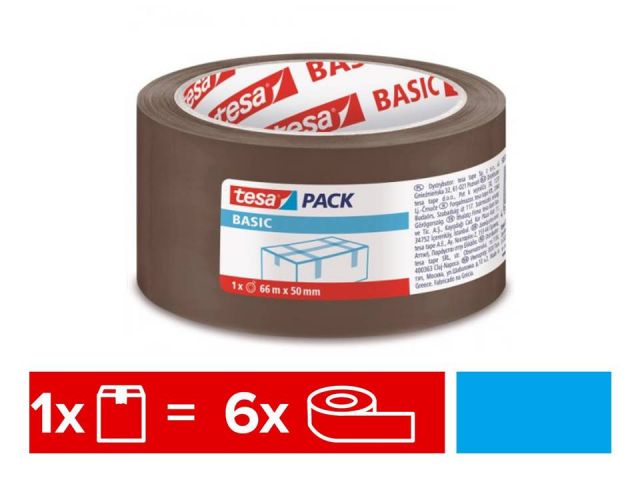 (PACK.6) CINTAS EMBALAJE TESA PP MARRON 50x66 BAS