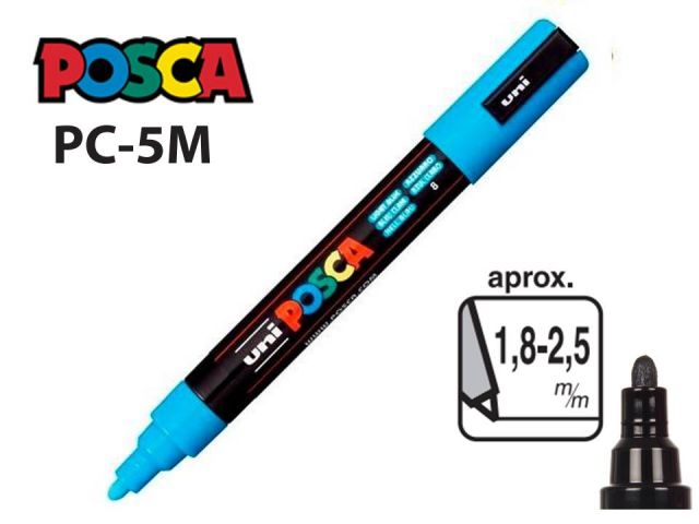 UNI POSCA MARCADOR 1,8-2,5mm PC-5M AZUL CLARO (8)