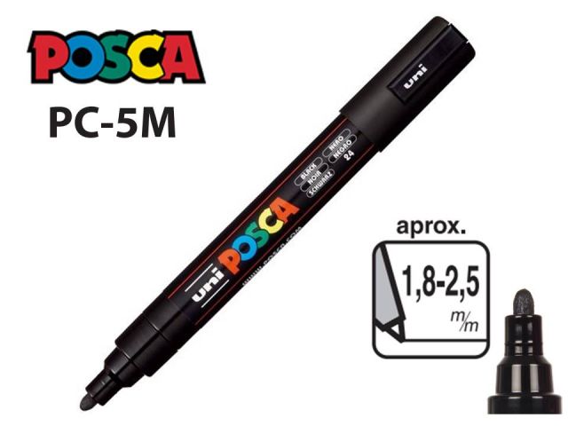 UNI POSCA MARCADOR 1,8-2,5mm PC-5M NEGRO (24)