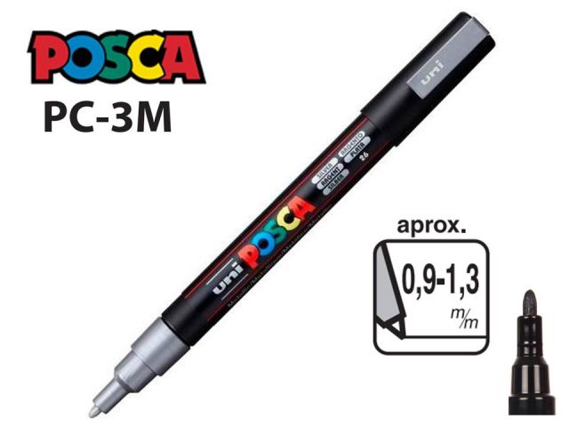 UNI POSCA MARCADOR 0,9-1,3mm PC-3M PLATA  (26 )