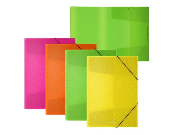 EK CARPETA PP GOMAS Y SOLAPAS A4 COL.SURT. NEON