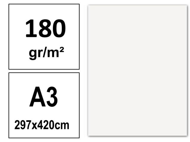 P.50 HOJAS CARTULINA A3 180gr. BLANCA