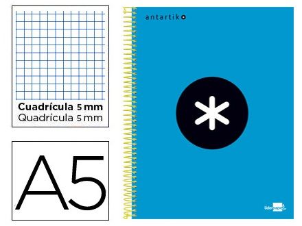 CUADERNO ANTARTIK A5 120H CUADRO 5x5 AZUL KD31