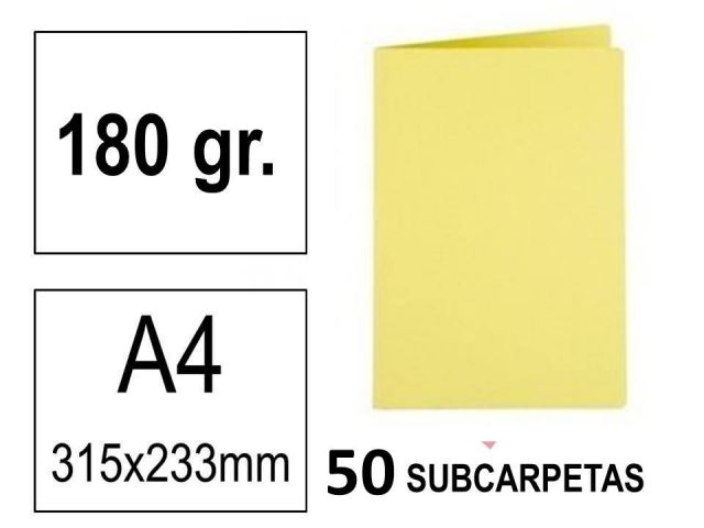 ART. P.50 SUBCARPETAS CARTUL 180GR. A4 AMARILLO