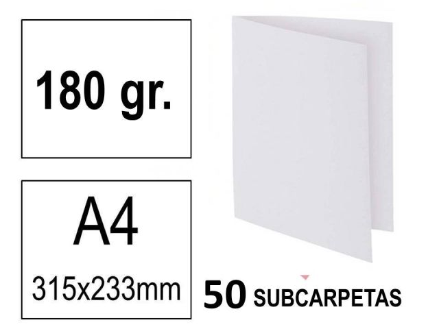 ART. P.50 SUBCARPETAS CARTUL 180GR. A4 BLANCO