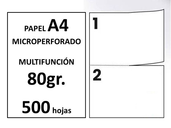 PAQ..500H. A4 BLANCO 80GR. MICROPERFORADO 2P PA08