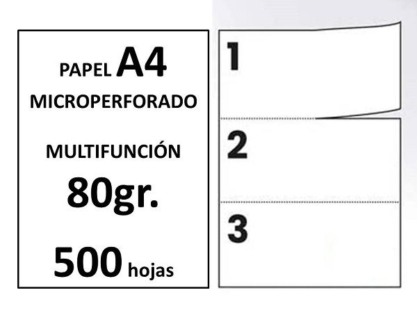 PAQ..500H. A4 BLANCO 80GR. MICROPERFORADO 3P PA07