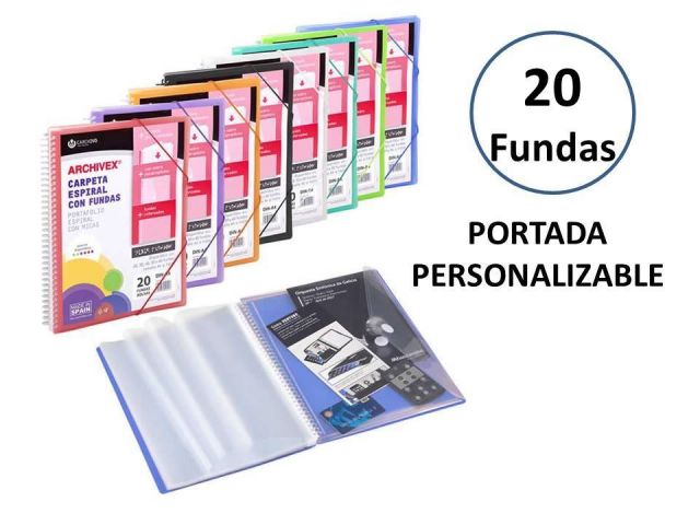 CARPETA 20 FUNDAS ESPIRAL ARCHIVEX STAR <BR> PERSONALIZABLE